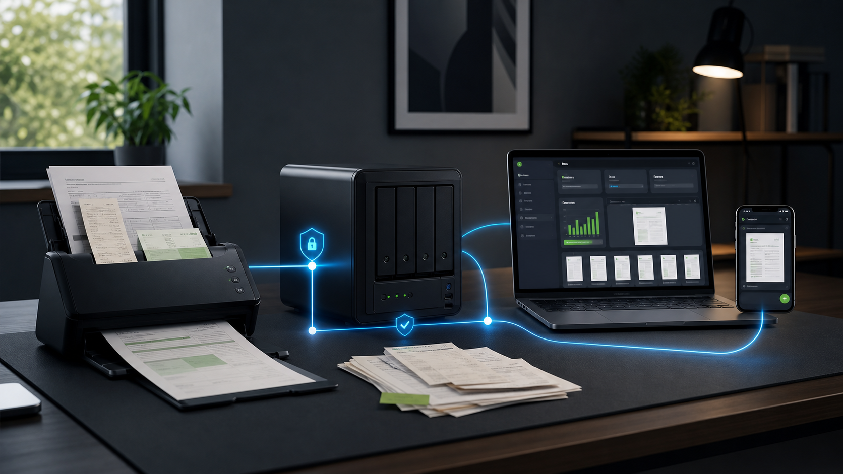 Private Paperless-ngx document scanning setup secured through WG0